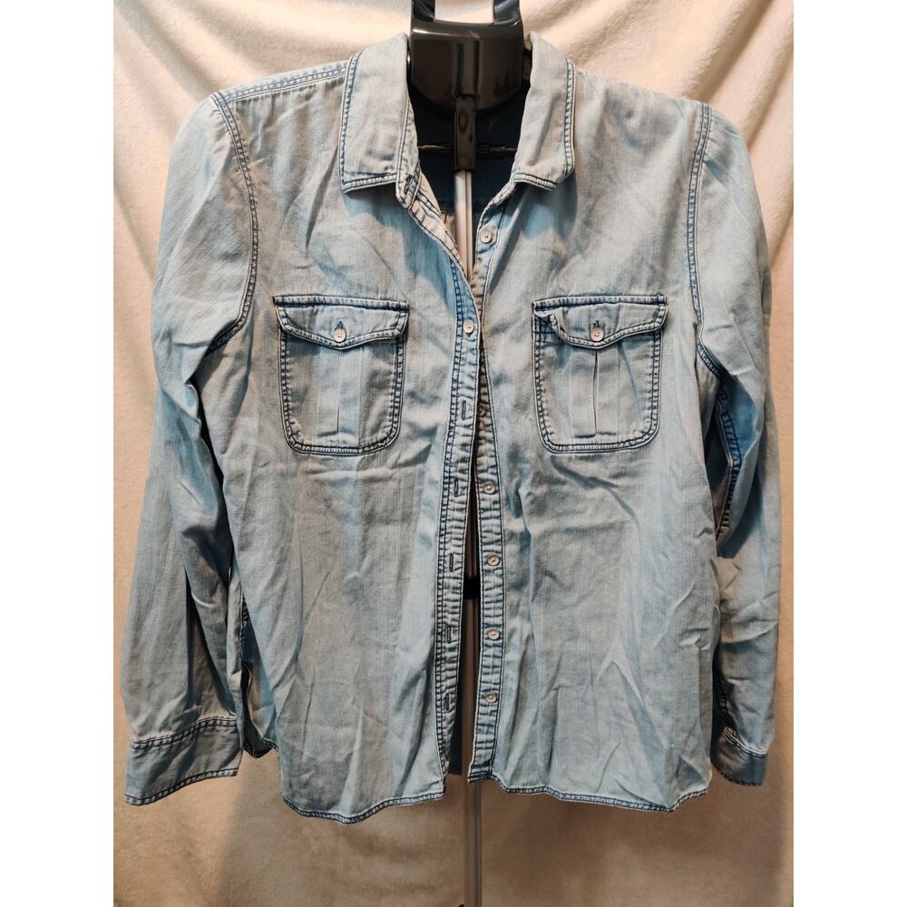 Vintage Lightweight Denim Women's Shirt Size XL Button Up Long Sleeve Collared